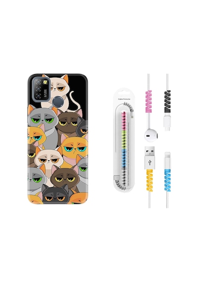 Infinix Smart 5 Kılıf Kablo Koruyuculu Kediler 1885