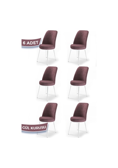 Canisa Concept Canisa Dexa Serisi 1.sınıf Yemek Ve Mutfak Sandalyesi , 6 Adet , Gülkurusu , Ayaklar Beyaz Sandalye Gülkurusu Ayaklar Beyaz