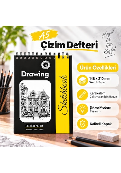 Dreamart Galery Çizim Defteri Sketch Book A/5 Boyutunda 14.8cm X21cm
