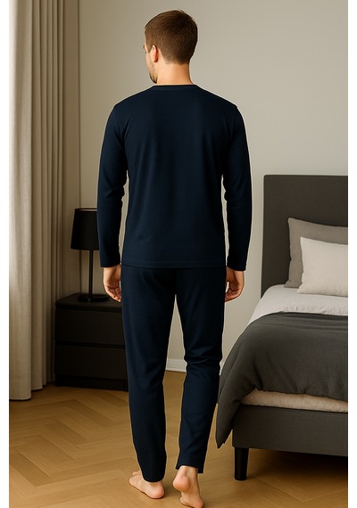 Mutlu City Erkek İnterlok Rahat Kalıp Sıfır Yaka Pamuk Pijama Takımı 6772 Lacivert - Bordo Mutlu City Erkek İnterlok Rahat Kalıp Sıfır Yaka Pamuk Pijama Takımı 6772 Lacivert - Bordo