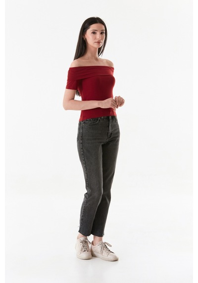 Fullamoda Basic Madonna Yaka Bluz 25ygb650126872-bordo Bordo