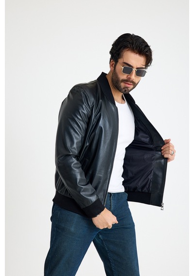 Franko Armondi Bomber Erkek Deri Ceket E63-klj-409-15866 Siyah