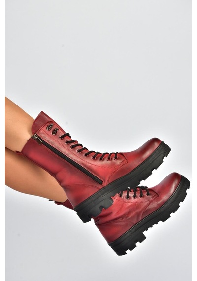 Fox Shoes V999049103 Kırmızı Hakiki Deri Kadın Postal Bot Kırmızı-hakiki Deri