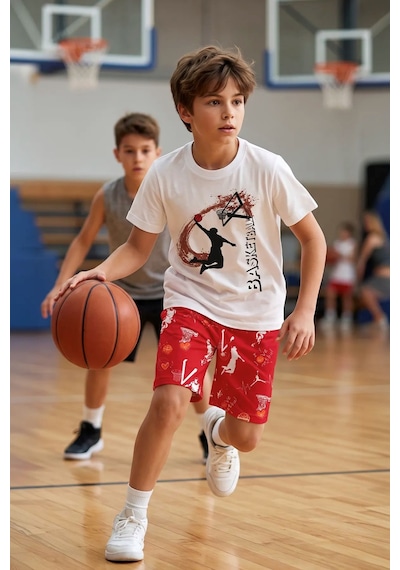 Zuzunga Erkek Çocuk Basketbol Baskılı Tişört Ve Şort 2 Li Takım Kırmızı Beyaz Kırmızı - Beyaz Zuzunga Erkek Çocuk Basketbol Baskılı Tişört Ve Şort 2 Li Takım Kırmızı Beyaz Kırmızı - Beyaz