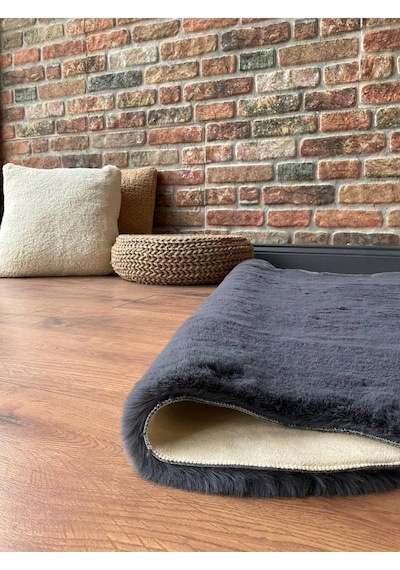 Saraz Halı Tavşan Tüyü Post Peluş Ultra Yumuşak Post Puffy Antrasit