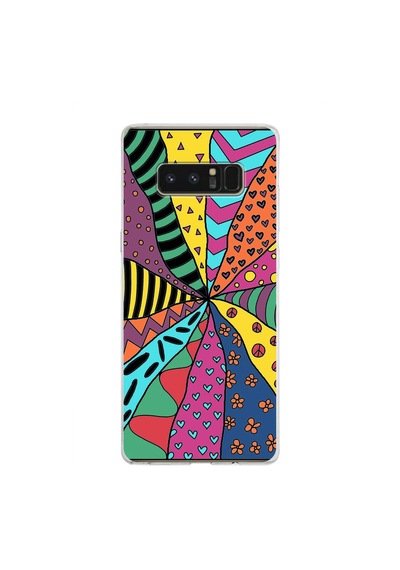 Samsung Galaxy Note 8 İle Uyumlu 1mm Slim Fit Retro Colors 4 Baskılı Şeffaf Kılıf Şeffaf
