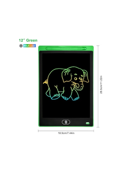 12 İnç Renkli Lcd Ekran Elektronik Çizim Tahtasında Çocuklar İçin Yazma Tableti 12 Inch Green Yeşil