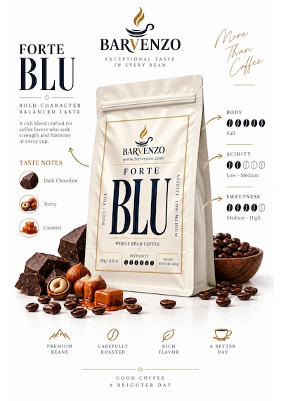 Barvenzo Forte Blu 250 G Yoğun Karakter Nitelikli Kahve Çekirdek Kahve