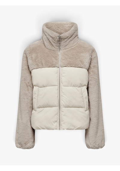 Only Onlwanja Fur Puffer Mıx Jacket Noos Otw Kadın Bej Mont - 15292945