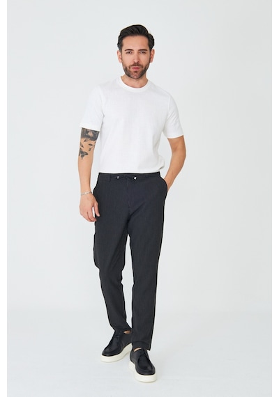 Siyah İnce Çizgili Jogger Spor Erkek Pantolon