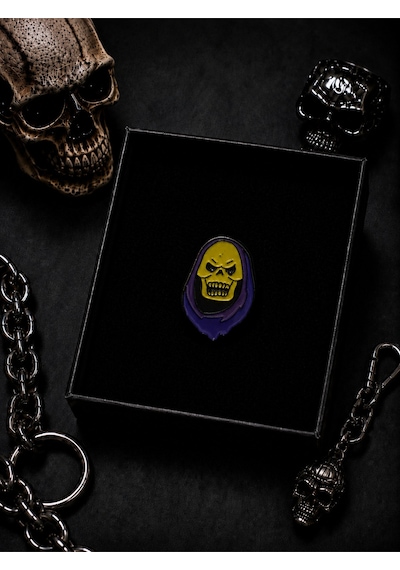 3 Lü Gotik Figürlü Rozet Seti Kuru Kafa Ve İskelet Temalı Metal Broş Seti Renkli