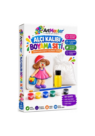 Alçı Kalıbı Boyama Seti K07 1 Paket Alçı Tozu Yağ 6 Renk Boya Fırça İş Eğitimi Seramik Okul Sınıf Resim