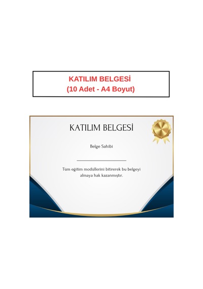 Katılım Belgesi 10 Adet - A4 Boyut