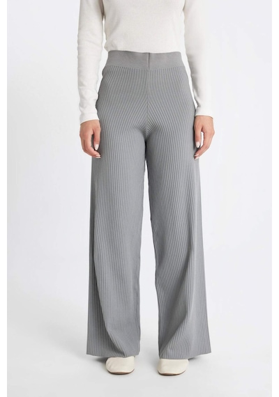 Defacto Relax Fit Triko Pantolon Beli Lastikli Basic Düz Geniş Paça Y1325AZ24AUGR422 Gri