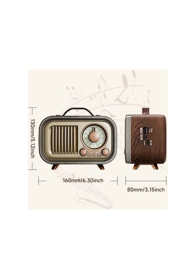 Retro Radıo Rgb Led Işıklı Şarjlı Bluetooth Hoparlör Sd Kart Usb Girişli Taşınabilir Speaker Radyo