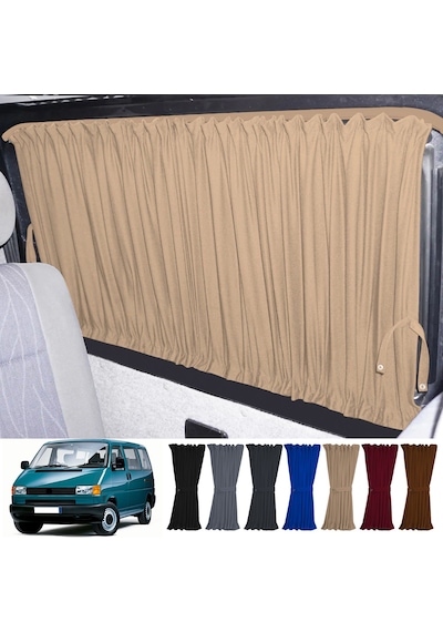 Pandami Volkswagen T4 - Transporter / Caravelle Kısa Şase 1990 2003 Uyumlu Krem Raylı Oto Perde Takımı