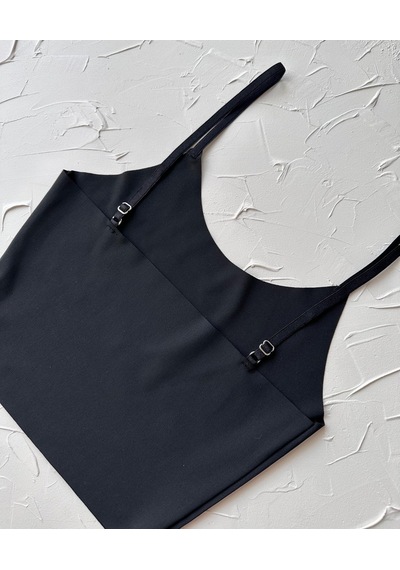 İnce Askılı Dikişsiz V Yaka İz Yapmaz Büstiyer/croptop Siyah