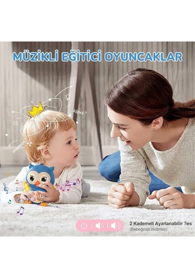 Sevimli Baykuş Piyanolu Bebek Oyuncağı - Işıklı Sesli Müzikli Eğitici 3 Mod & Hayvan Sesli