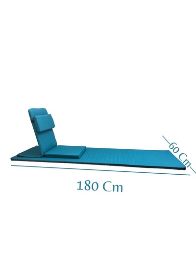 Backjack Meditasyon Sandalyesi Destekli Yer Minderi + 60x180 Kumaş Mat - Backjack 3xl Mat+backjack İkili Set Koyu Petrol Mavisi/buz Mavisi