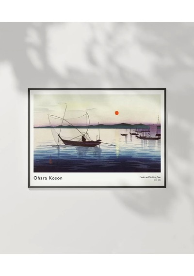 Çerçevesiz Poster Ohara Koson Tekneler Ve Batan Güneş