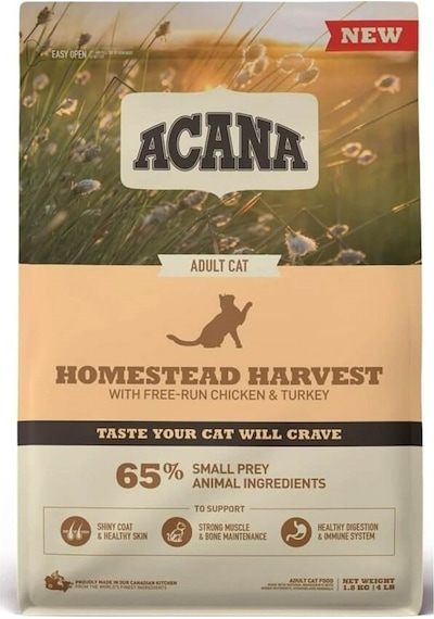 Acana Homestead Harvest Tavuk ve Hindili Yetişkin Kedi Maması 1800 G