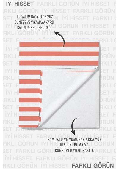 Puantiyeli Çizgili Mercan Plaj Havlusu - Modern Yaz Stil Hızlı Kuruyan Plaj Örtüsü Havuz Deniz Banyo Bulut Porselen