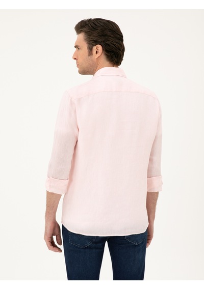 Cacharel Pembe Regular Fit %100 Keten Gömlek