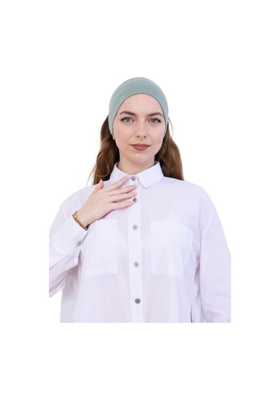 Modish Group Kadın Tesettür Bandana Penye Kaymaz Hazır Şal Eşarp Altı Bone Rahat Kullanım Açık Yeşil