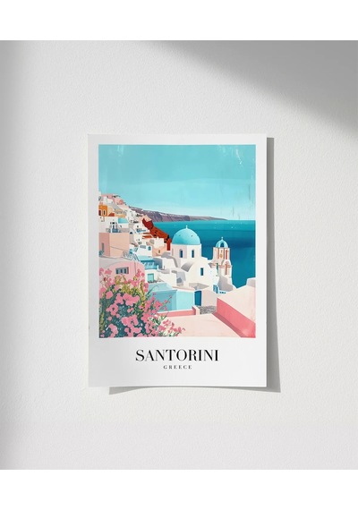 Çerçevesiz Poster Santorini'nin Masmavi Hayalleri