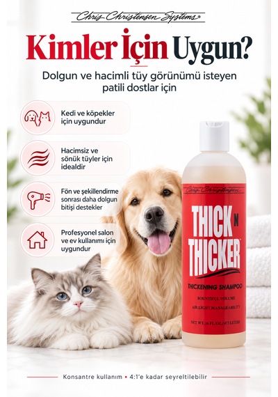 Chris Christensen Thick N Thicker Hacim Ve Kabarıklık Veren Kedi Köpek Şampuanı 473 Ml
