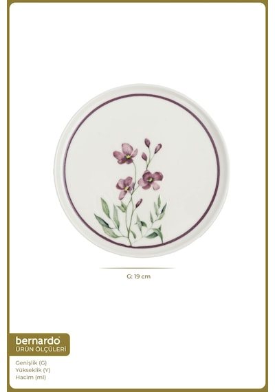 Bernardo Violet 6 Parça Pasta Takımı Beyaz - Pembe