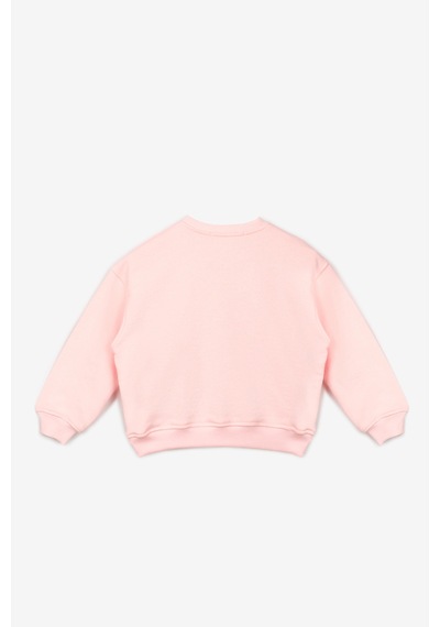 Le Mabelle Pembe Yıldız Nakışlı Kurdele Detaylı Uzun Kollu Kız Çocuk Sweatshirt Pembe