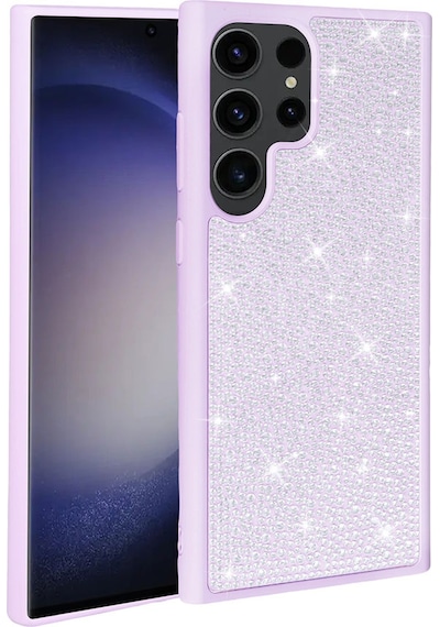 Subutu Galaxy S23 Ultra Uyumlu Parlak Taşlı Tasarım Sbt Ston Kılıf-lila Lila