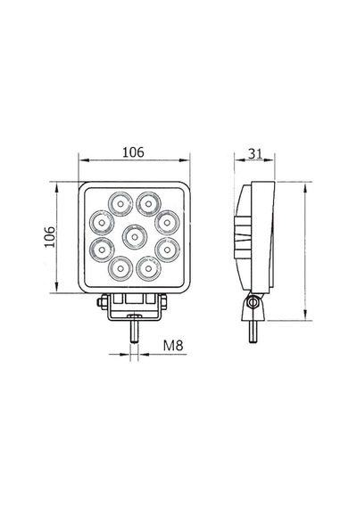 Kare Çalışma Lambası 16 Ledli 48(Power Led) Beyaz