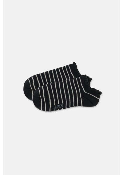 Suwen Stripe Fırfırlı Patik Çorap Wss12010418012 Siyah
