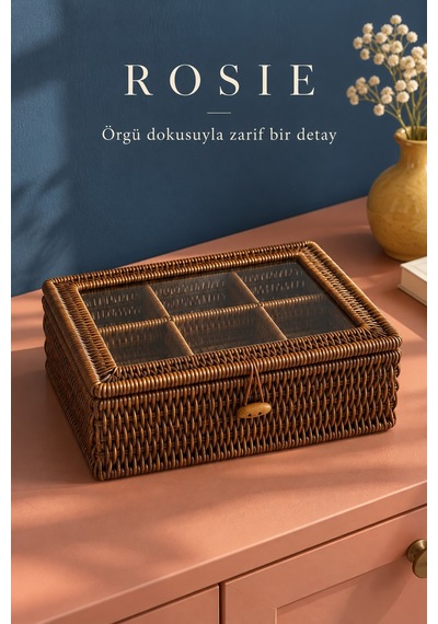 Rosıe 6 Bölmeli Kapaklı Çay Saklama Kutusu Karışık