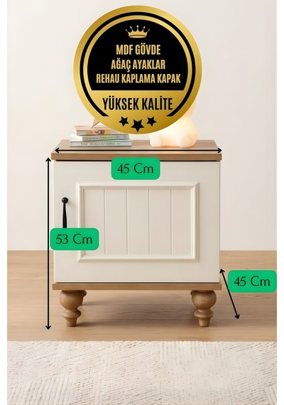 Nefes Komodin Aytaşı Renk Mdf Gürgen Ağacı Ayaklı Diğer