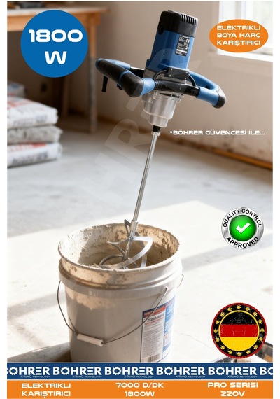 Böhrer Ba011301 Elektrikli 7000d/dk 1800w 220v Pro Serisi Boya Harç Karıştırıcı