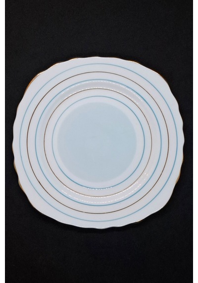 Royal Vale Çizgili Vintage Pasta Tabağı 15 Cm Gri