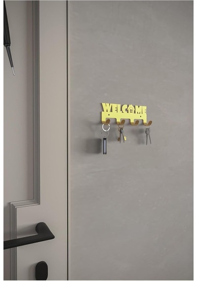 Welcome Metal Anahtar Askısı Modern Dekoratif Anahtar Ve Elbise Askılığı - Gold Diğer