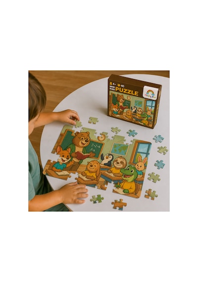 Çalışkan Sınıf Mini Puzzle 40 Parça 3-7 Yaş Eğitici Çocuk Puzzle Yapboz