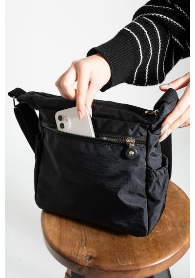 Baginn Klinkır Kadın Postacı Çanta Çok Cepli Kapaklı Model 30 20 Cm Su İtici Çapraz Askılı Postacı Çanta Siyah