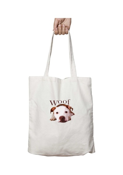 Art Hediye Woof - Terrier İki Tarafı Kalıcı Baskılı Yıkanabilir Okul Plaj Omuz Bez Çantası Çok Renkli