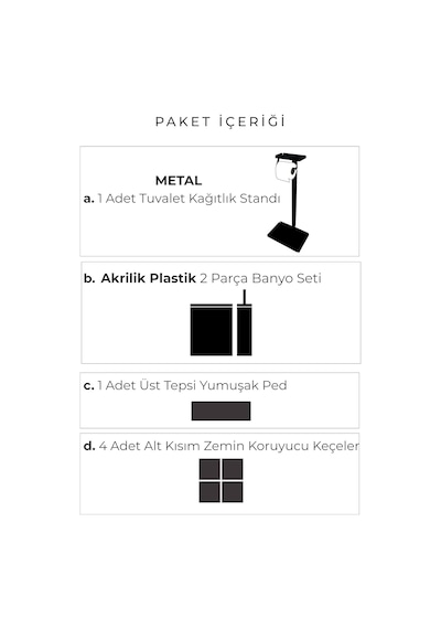 3'ü 1 Arada Banyo Seti Tuvalet Kağıtlık, Çöp Kovası Ve Tuvalet Fırça Takımı Set Çizgili Krom Siyah Diğer