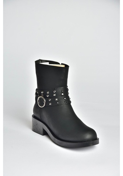 Fox Shoes V674121209 Siyah Alçak Topuklu Fermuarlı Kadın Bot Siyah