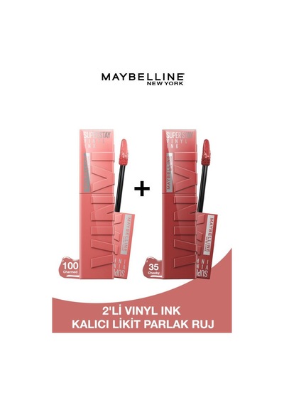 Maybelline New York Super Stay Vinyl Ink Uzun Süre Kalıcı Likit Parlak Ruj 100 Charmed & 35 Cheeky - 2li Set pktsstyvnly10035-9612 Diğer