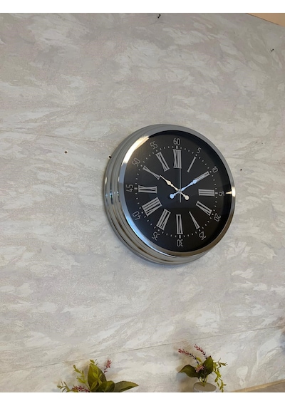 Dark Elegance 40 Cm Metal Krom Duvar Saati Çok Renkli