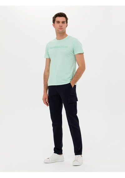 Yesıl Slim Fit Bisiklet Yaka T-shirt Yeşil