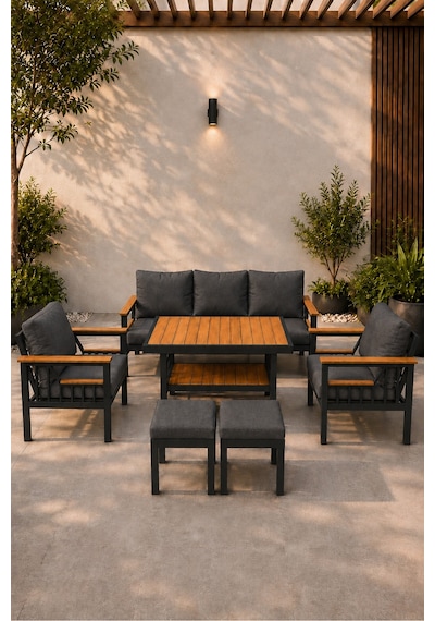 Sole Serisi Balkon Takımı, 3-1-1 Antrasit Bahçe Takımı, 3'lü Koltuk 70x180, 2 Tekli Koltuk 70x70, Masa 70x110, 2 Puf Antrasit Sole Serisi Balkon Takımı, 3-1-1 Antrasit Bahçe Takımı, 3'lü Koltuk 70x180, 2 Tekli Koltuk 70x70, Masa 70x110, 2 Puf Antrasit