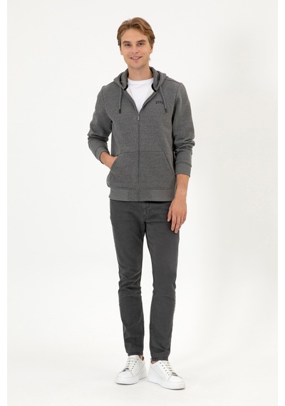 U.S. Polo Assn. Erkek Regular Fit Antrasit Melanj Şardonlu Örme Hırka 50313755-VR081